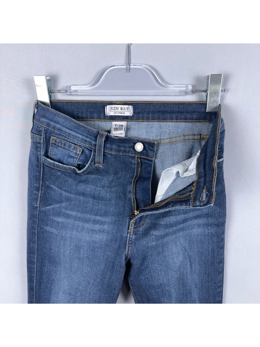 Judy Blue Jeans Size 7 Skinny Mid Rise Blue Dark Wash Made In USA - Picture 5 of 13